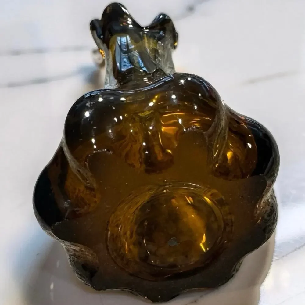 Vintage 5 Finger Swung Stretch Art Glass Vase - Amber Brown - 10.25